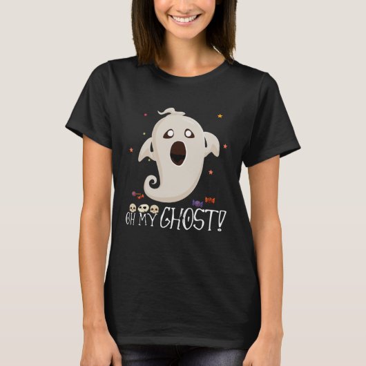 オーマイ幽霊ゴッドハロウィーン驚いた幽霊 Tシャツ (正面)