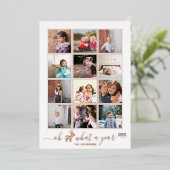 オーマイ鹿　なんて1年　フォトコラージュ　ローズゴールドホイル仕上げｈ 箔シーズンカード (立ち正面)