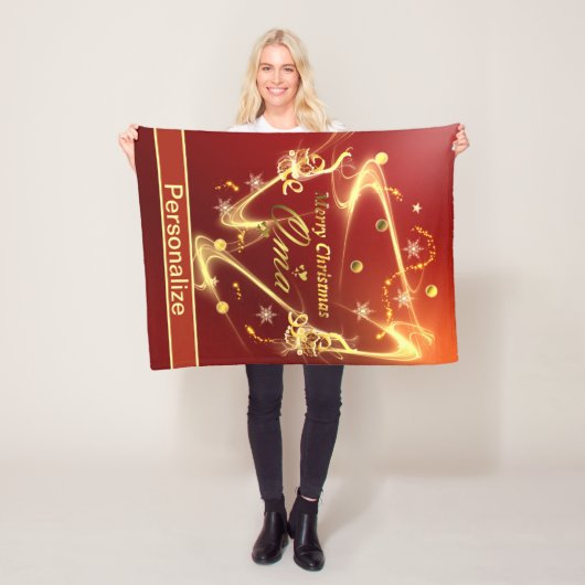 オーマゴールデンクリスマス文字 フリースブランケット (インサイチュ)