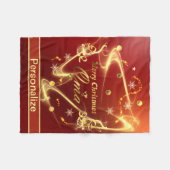 オーマゴールデンクリスマス文字 フリースブランケット (正面(横))