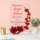 オーマンティッ結婚クレッドローズのウェルカムサインカスタム – ナム アクリルサイン (ウェディング)