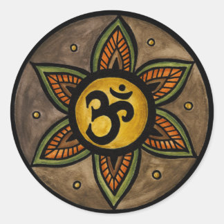 オームのヨガのステッカー ラウンドシール
