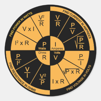 オームの法則 – 黒とオレンジ ラウンドシール