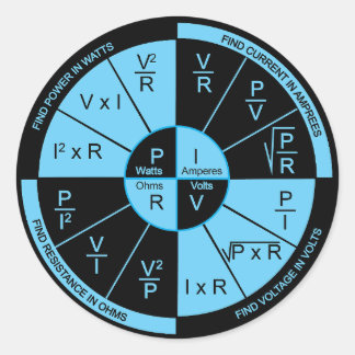 オームの法則 – 黒と青 ラウンドシール