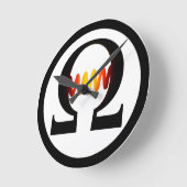 オームの記号の時計 ラウンド壁時計 (傾斜)