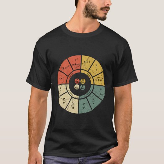 オーム法図電気電子工学エンジニア Tシャツ (正面)