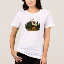 “オーム”マウンテンメディテーションキャンピングデザイン トライブレンドＴシャツ