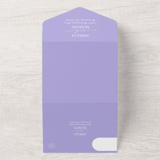 オーラインディゴと白い書道の結婚脚本 オールインワン招待状 (外側)