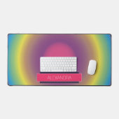 オーラカラフルグラディエントシックスタイリッシュピンク デスクマット (キーボード&マウス)