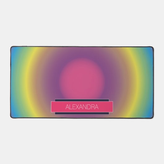 オーラカラフルグラディエントシックスタイリッシュピンク デスクマット (正面)