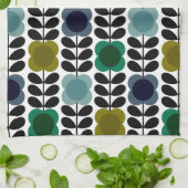 オーラキエリスポット花茎、ブルーグリーン キッチンタオル (折り畳み)