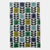 オーラキエリスポット花茎、ブルーグリーン キッチンタオル (縦)