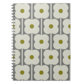 オーラキエリーアバカス花並ぶホワイトグレー ノートブック (正面)