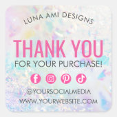 オーラクォーツクリスタルモダンレインボーありがとうご注文 スクエアシール (正面)