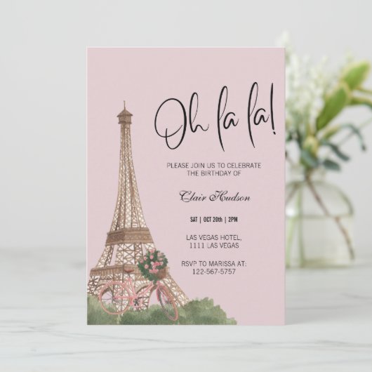 オーラシック・パリをテーマにした誕生日パーティー 招待状 (スタンド正面)