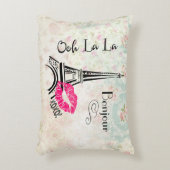 オーラパリエッフェルタワーオンヴィンテージパターン アクセントクッション (正面(垂直))