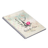 オーラパリエッフェルタワーオンヴィンテージパターン ノートブック (右側)