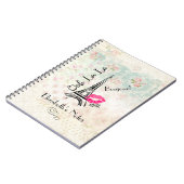 オーラパリエッフェルタワーオンヴィンテージパターン ノートブック (左側)