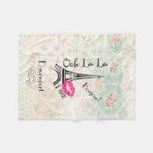 オーラパリエッフェルタワーオンヴィンテージパターン フリースブランケット (正面(横))