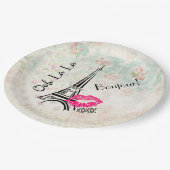 オーラパリエッフェルタワーオンヴィンテージパターン ペーパープレート (アングル)