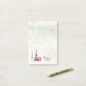 オーラパリエッフェルタワーオンヴィンテージパターン ポストイット (デスク上)