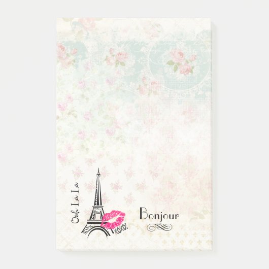 オーラパリエッフェルタワーオンヴィンテージパターン ポストイット (正面)