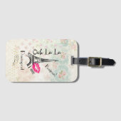 オーラパリエッフェルタワーオンヴィンテージパターン ラゲッジタグ (正面横)