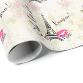 オーラパリエッフェルタワーオンヴィンテージパターン ラッピングペーパー (ロールコーナー)