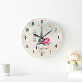 オーラパリエッフェルタワーオンヴィンテージパターン ラージ壁時計 (ホーム)