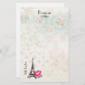 オーラパリエッフェルタワーオンヴィンテージパターン 便箋 (正面/裏面)
