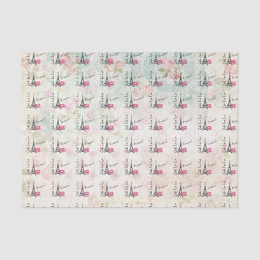 オーラパリエッフェルタワーオンヴィンテージパターン 薄葉紙 (正面)