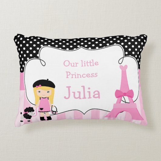 オーラパリエッフェルタワーピンクアンドブラック アクセントクッション (正面)