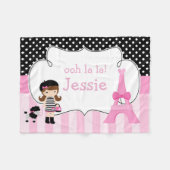 オーラパリエッフェルタワーピンクアンドブラック フリースブランケット (正面(横))