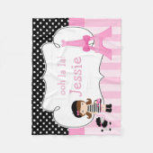 オーラパリエッフェルタワーピンクアンドブラック フリースブランケット (正面)