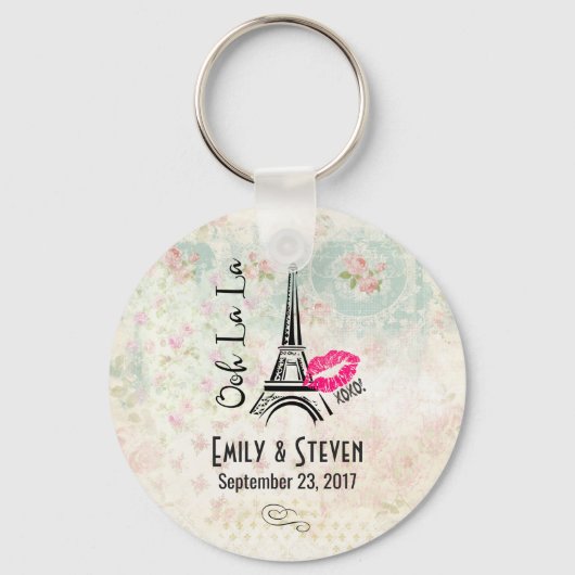 オーラパリエッフェルタワーヴィンテージウェディング キーホルダー (正面)