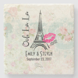 オーラパリエッフェルタワーヴィンテージウェディング ストーンコースター