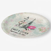 オーラパリエッフェルタワーヴィンテージウェディング ペーパープレート (アングル)