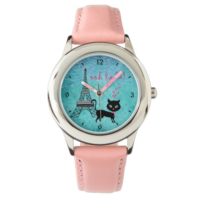 オーラパリキャットエッフェルタワーとライト 腕時計 (正面)