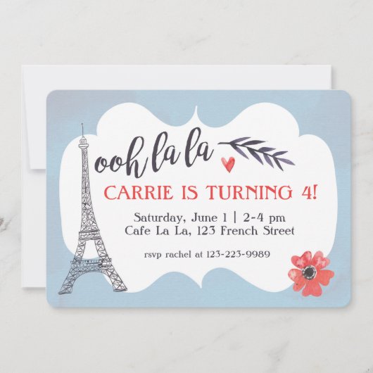 オーラパリ誕生日招待状 招待状 (正面)