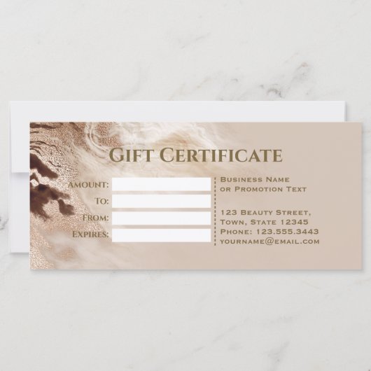 オーラムテクスチャ金ゴールド大理石ギフト証明書 (裏面)