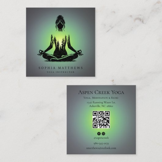 オーラメディテーションヨガスクエアビジネスカード スクエア名刺 (正面/裏面)