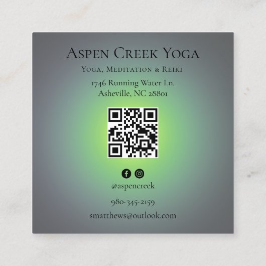 オーラメディテーションヨガスクエアビジネスカード スクエア名刺 (裏面)