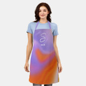 オーラモダンカラフル勾配タイポグラフィ エプロン (着用した状態)