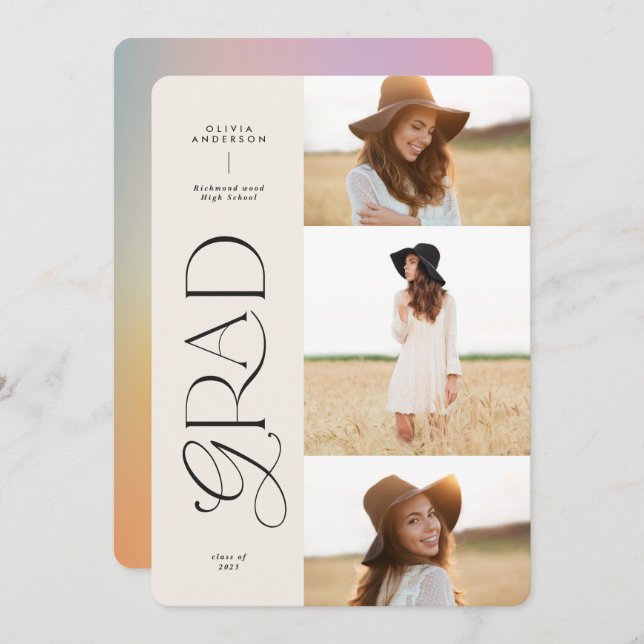 オーラモダンピンクカラフルタイポグラフィ数々の写真 (正面/裏面)