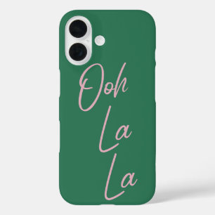 オーララおもしろい引用文フランスのピンクとグリーン iPhone 16ケース
