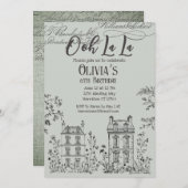 オーララカフェフランスのバースデーパーティー 招待状 (正面/裏面)