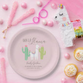オーララマ赤ちゃんシャワーかわいい赤ちゃん女の子ピンク茶色 ペーパープレート (パーティー)