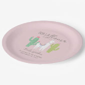 オーララマ赤ちゃんシャワーかわいい赤ちゃん女の子ピンク茶色 ペーパープレート (アングル)