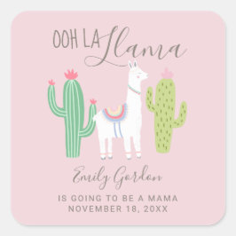 オーララマ赤ちゃんシャワーキュートピンクブラウンシンプル スクエアシール