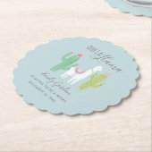 オーララマ赤ちゃんシャワーブルーかわいい男の子 ペーパーコースター (アングル)